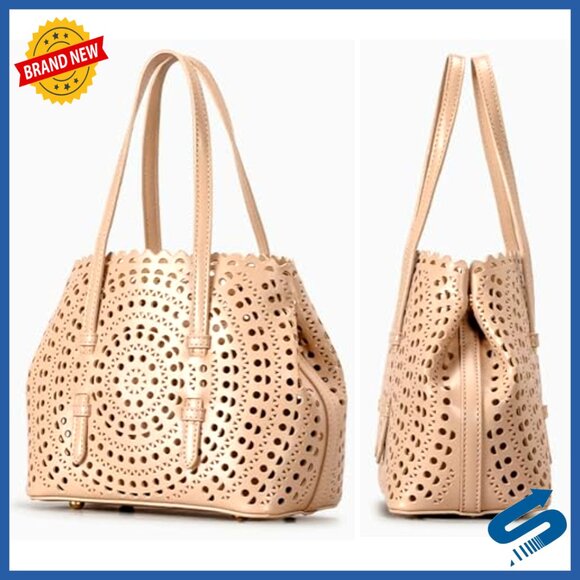 Womens Hollow Vegan Leather Tote Bag Small Summer Beach  Small Vegan Leather Tote Bag Hollow Pattern Adjustable Strap Crossbody Purse